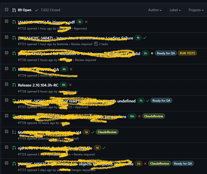 PR Pulse showing age badges on GitHub pull request list
